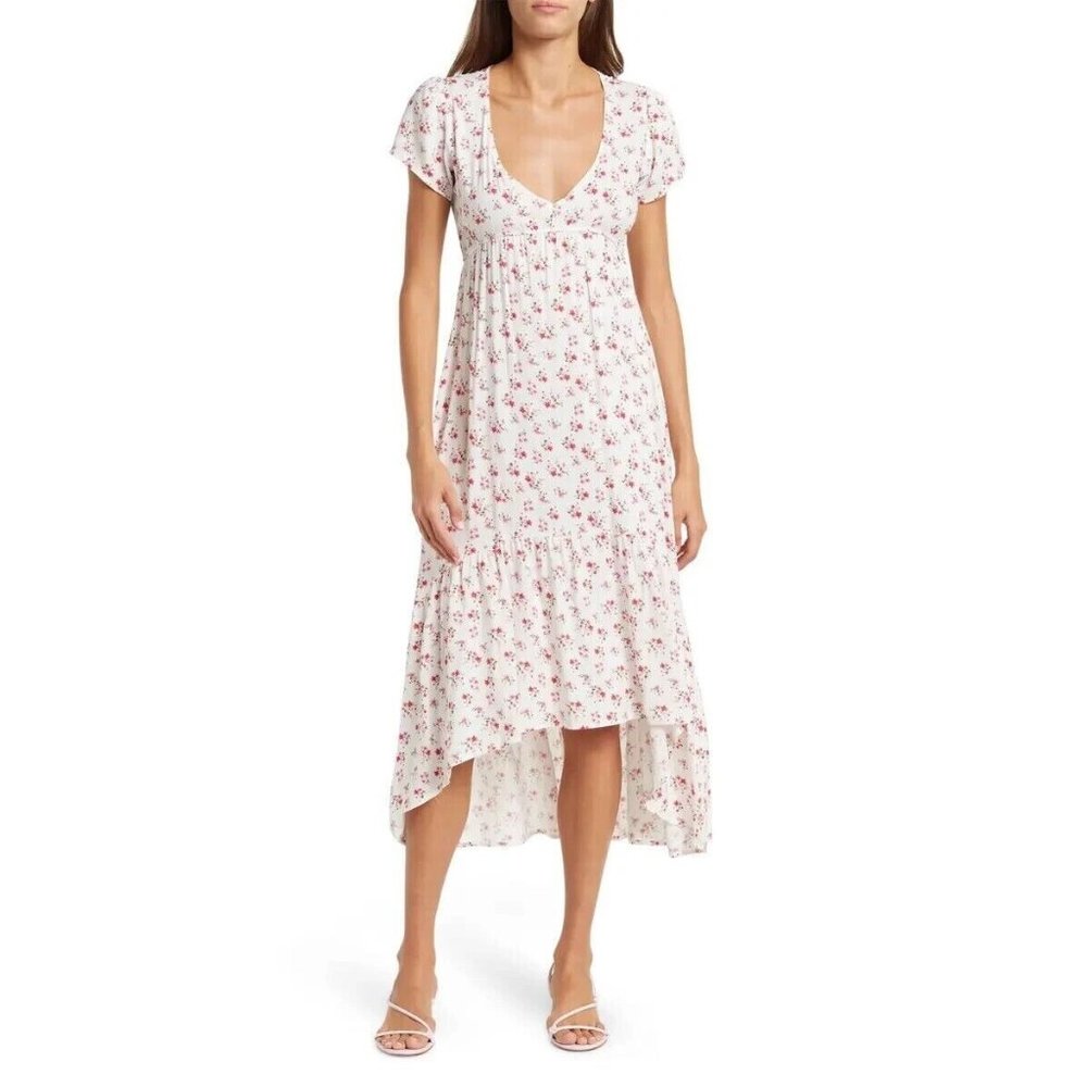 Velvet Torch Women's Floral Dress Size XL Ruffle Hem Hi Low Cottagecore